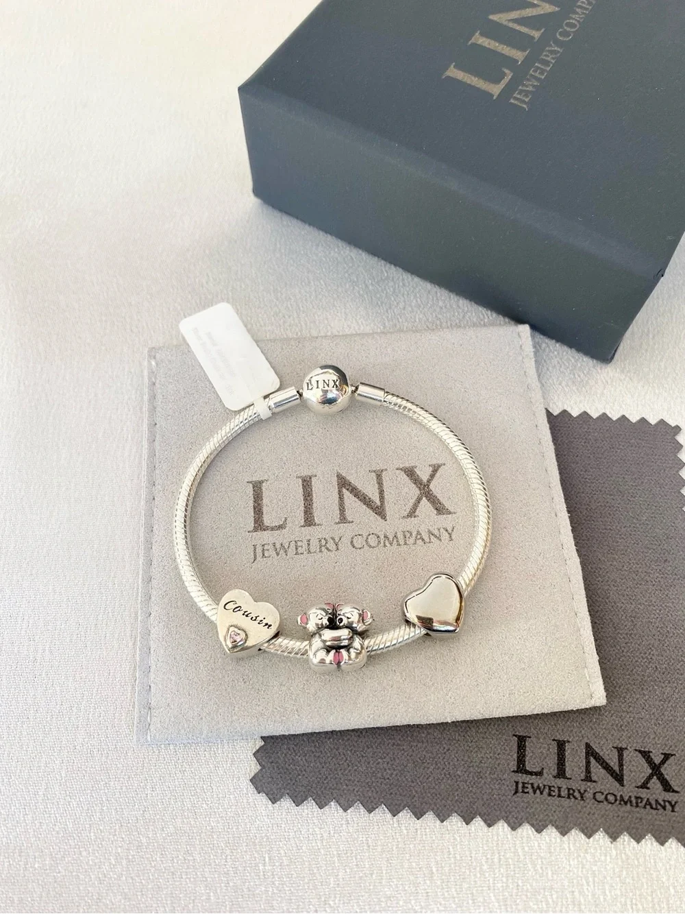 Linx Snake Chain Bracelet with Cousin Themed Charms